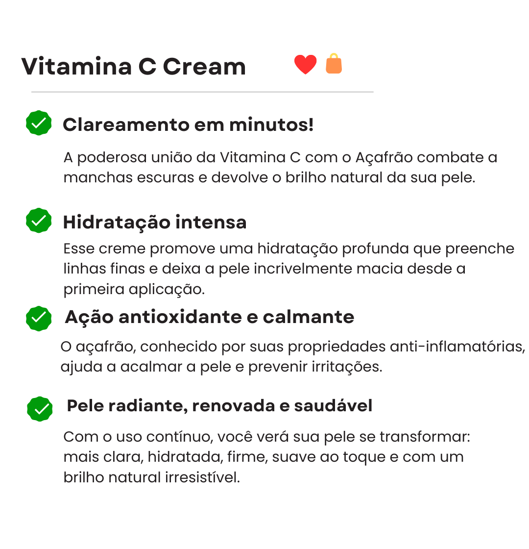 Vitamina C Cream - Veja sua pele mais clara em poucos minutos!