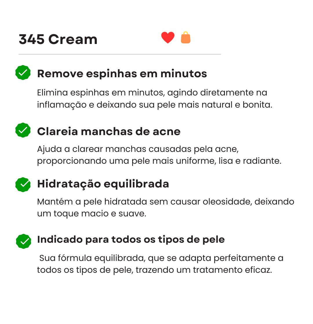 345 Cream - Elimine suas espinhas em minutos!