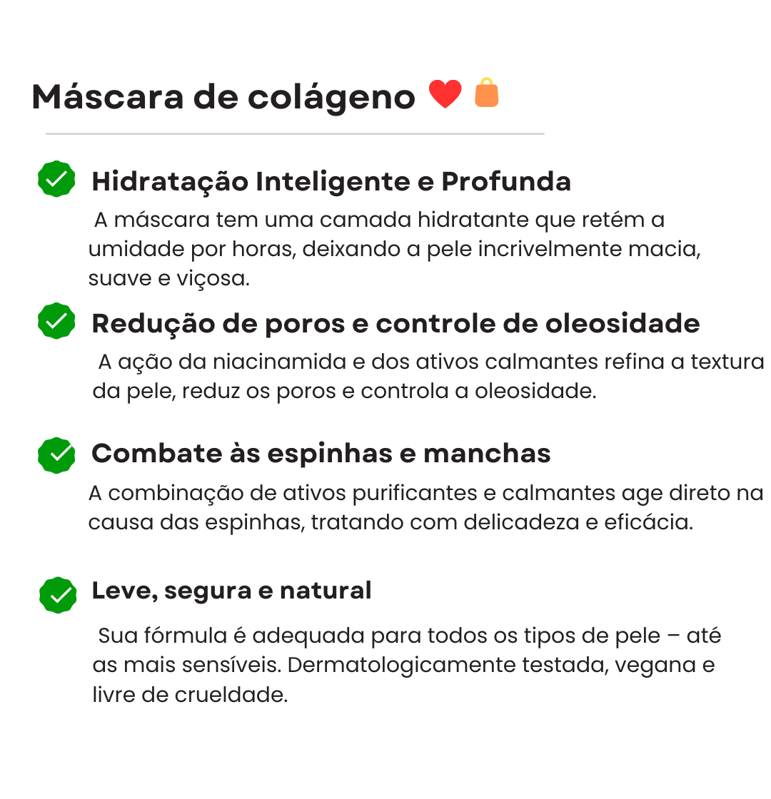Máscara de Colágeno - Sua Pele Mais Jovem em Minutos! ( 1 Pincel de Brinde)